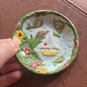 Vintage 1999 Mercuries Pottery Handcrafted Ceramic Mini Plates Sailing Nautical